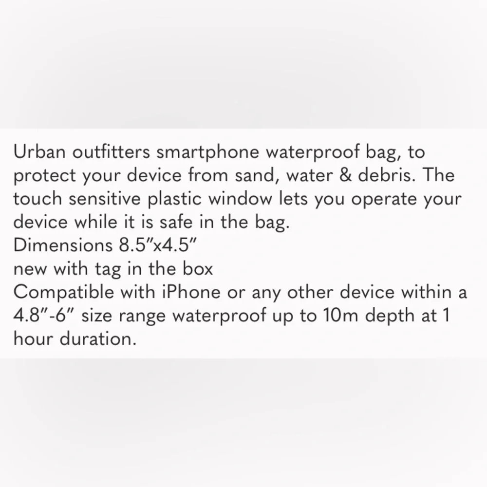 Urban Outfitters Waterproof Smartphone Bag -Black
